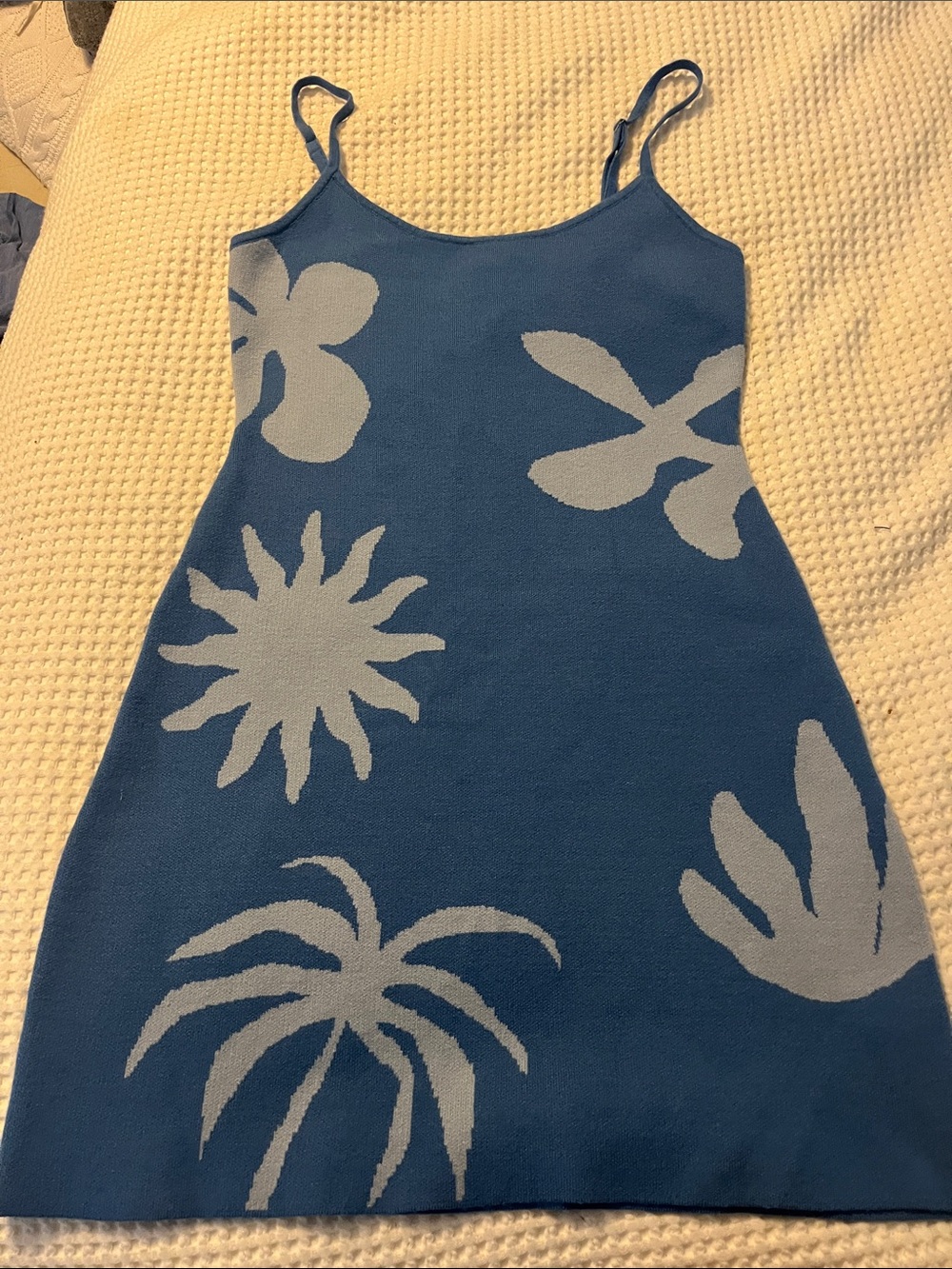 Le Lis Blue Floral Knit Mini Slip Dress